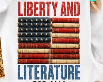 Vrijheid en literatuur voor iedereen die van boeken houdt, Amerikaanse vlag patriot png: American Reader Patriotic Independence Day png-clipart (digitale download)