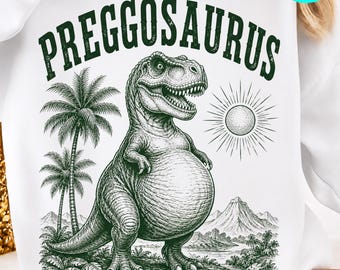 Preggosaurus Rawr significa que estou com fome de dois PNG: Anúncio de gravidez engraçado com dinossauro, humor para futuras mamães (Download digital)