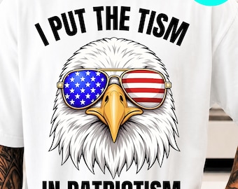 I Put The Tism In Patriotism Retro Eagle USA Flag PNG: Autism Pride 4th Of July png Patriotic Independence Day Clipart (Digital Download)