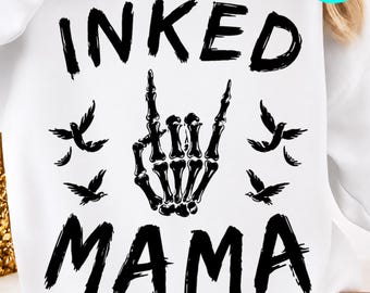 Geïnkte Mama Rock-handvleermuizen Griezelige tattoo-moeder png: gotische tattoo-hand Halloween-png Donker esthetische vleermuis-clipart (digitale download)