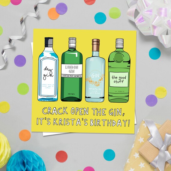Gin Birthday Card Personalised gin card gin lovers card Etsy