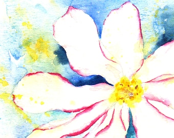 Begonia artwork, Square original watercolor floral painting, botanical art, wall decor, begonia flower painting, 5x5