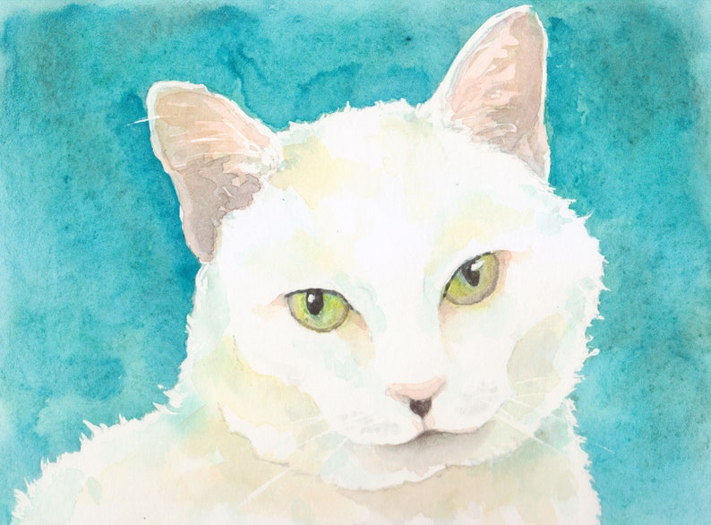 Cat Portrait Custom, cat Painting Custom, Custom Pet Portrait, Painting From Photo, Pet Portrait Watercolor Hand Painted image 1