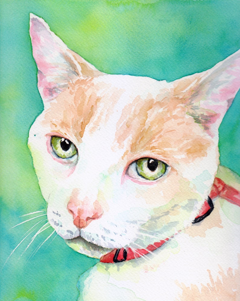 Cat Portrait Custom, cat Painting Custom, Custom Pet Portrait, Painting From Photo, Pet Portrait Watercolor Hand Painted image 3