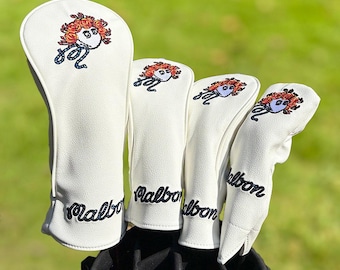 Capas para Cabeça de Driver Malbon Golf Flower Goddess Wood WF Hybrid em Couro