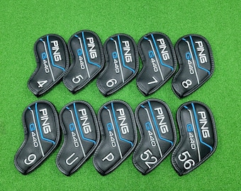 Capas magnéticas para cabeças de tacos de golfe PING G440, modelos 4-9, P, U, 52, 56, pretas.