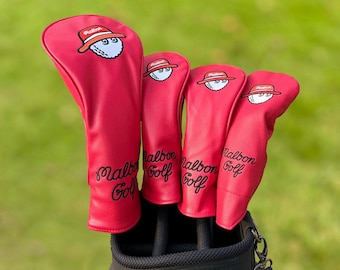 Malbon Golf Wood Head Covers Leather Blade HeadCovers Red