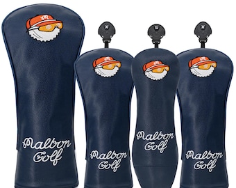 Capas para Cabeça de Golfe Malbon, Driver WF Hybrid, em Couro, Azul