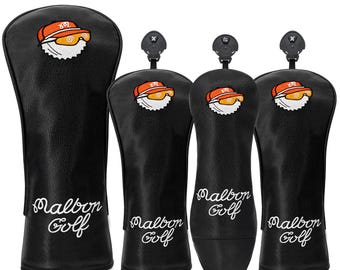 Capas para Cabeça de Golfe Malbon, Driver WF Hybrid, em Couro, Pretas