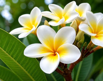 Plumeriazaden, witgele tropische frangipanibloem