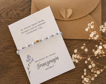 Vraag je bruidsmeisje | Kaart met armband | Wil je mijn bruidsmeisje zijn? | Cadeau voor bruidsmeisje | DIN A6 | Optionele envelop