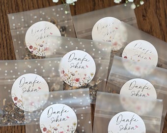Gastgeschenk Blumensamen - „Dankeschön“ - Wildblumensamen - Tischdeko - Hochzeit, Geburtstag, Taufe, Kommunion, Konfirmation, Firmenfeier