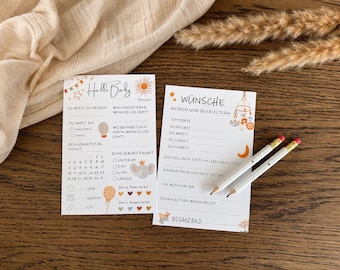 Baby Guessing Game and Wishes | Heart Pencil | Baby Shower Game & Wishes | Baby Shower Fill-in Card | Guest Book Alternative | Keepsake | A6