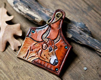 Jersey Cow Leather Keychain