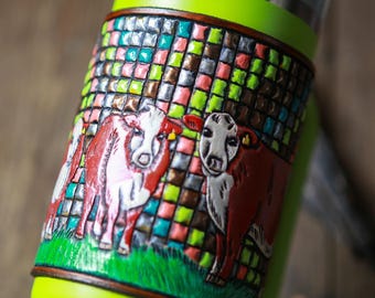 Disco Cows Leather Wrap & Tumbler