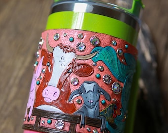 Summer on the Farm Leather Wrap & Tumbler