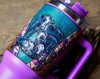 Black Angus Leather Wrap & Tumbler