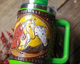 Cream Genes Leather Wrap & Tumbler