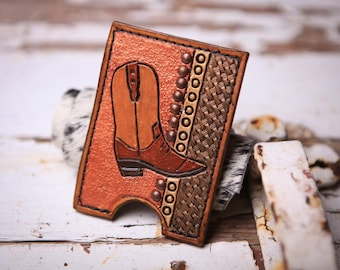 Cowboy Boot Leather Card Holder Wallet