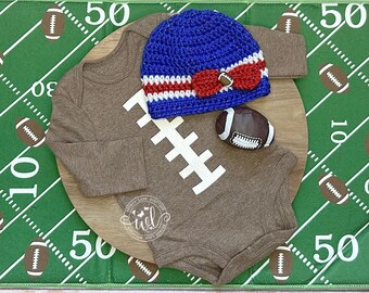 Newborn Football Hat | Baby Football Team Hat | Team Spirit | Going Home Outfit | Football Bodysuit Costume | Baby Shower Present | Gift Set