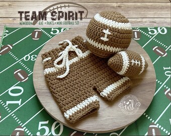 Newborn Football Outfit | Baby Football Costume | Infant Football Jersey | Baby Football Photo Prop | Baby Shower Present | Football Hat