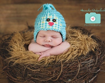 Newborn Blue Bird Hat - Photography Prop