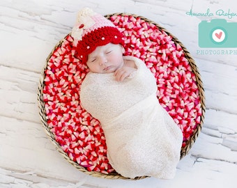 Newborn Valentine Hat | Baby Girl Candy Corn Hat | Valentine's Day Photo Prop | Valentines Costume | Valentine's Baby | Baby Shower Gift