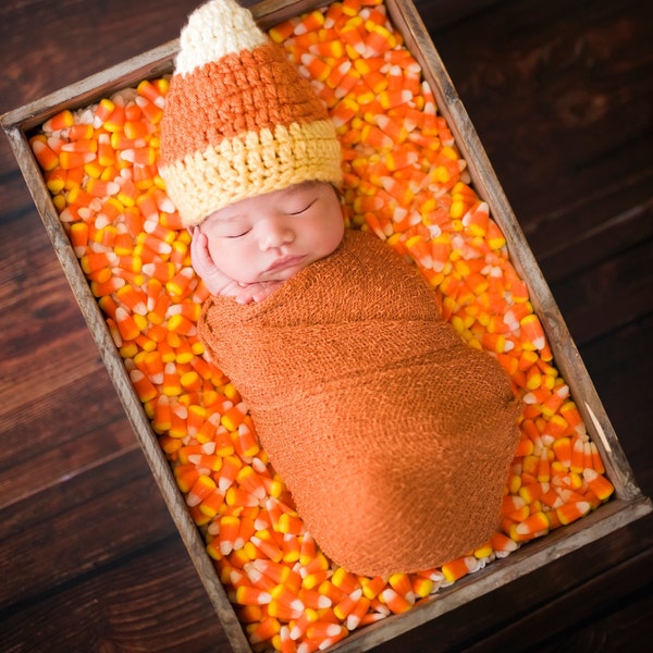Newborn Candy Corn Hat, Baby Halloween Costume, Crochet Photo Prop