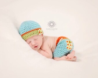 Newborn Board Shorts and Hat Set  - Baby Photo Prop