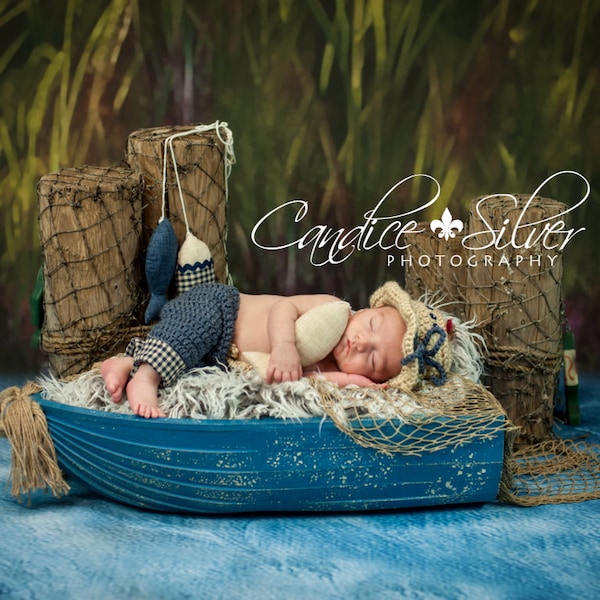 Newborn Fishing Hat, Pants and Fish - Photo Prop