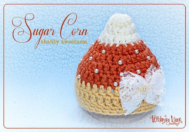 Newborn Candy Corn Hat, Baby Girl Halloween Costume, Crochet Hat With Pearls, Photo Prop image 6