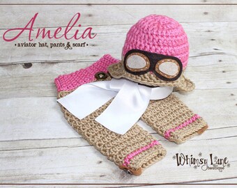 Newborn Aviator Hat and Pants - Photography Prop