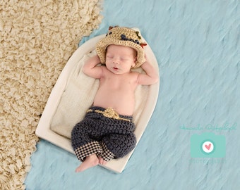 Newborn Fishing Hat & Pants - Photo Prop - Baby Boy