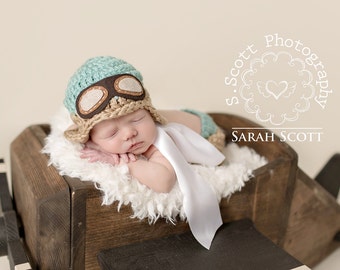 Newborn Aviator Hat - Photography Prop -Baby Pilot Photo Prop - Newborn Gift