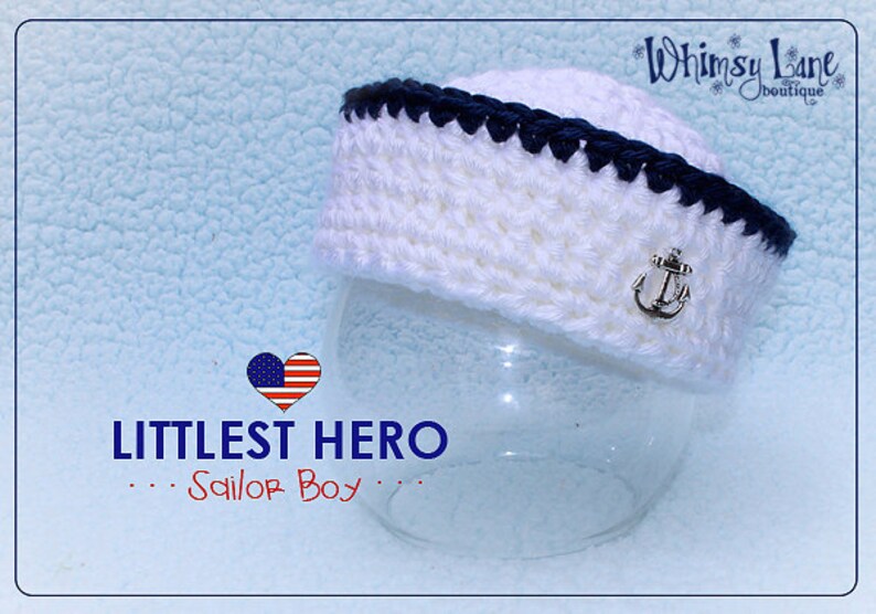 Newborn Sailor Hat Baby Navy Hat Twin Set Littlest Hero Etsy