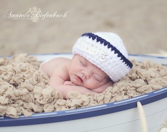 Baby Sailor Hat | Newborn Navy Hat | Nautical Baby Shower | Military Newborn Photo Prop | Patriotic Baby Boy | Nautical Nursery