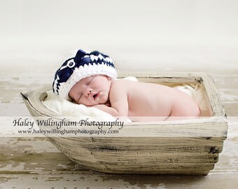 Newborn Sailor Hat | Baby Navy Hat | Nautical Baby Shower | Military Newborn Photo Prop | Patriotic Baby Girl | Nautical Nursery