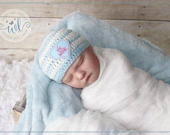 Newborn Valentines Hat, Baby Candy Heart Beanie, Conversation Heart, Valentine's Day Photo Prop