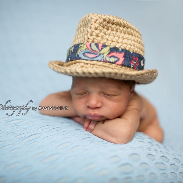 Newborn Fedora Hat-Aloha Fedora-Summer-Baby Photo Prop