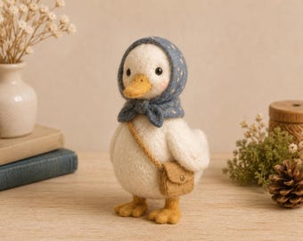Needle Felted Bunny with Daisy Basket, Handmade Wool Rabbit Figurine, Scandinavian Nursery Decor, Easter Gift, Shelf Decor