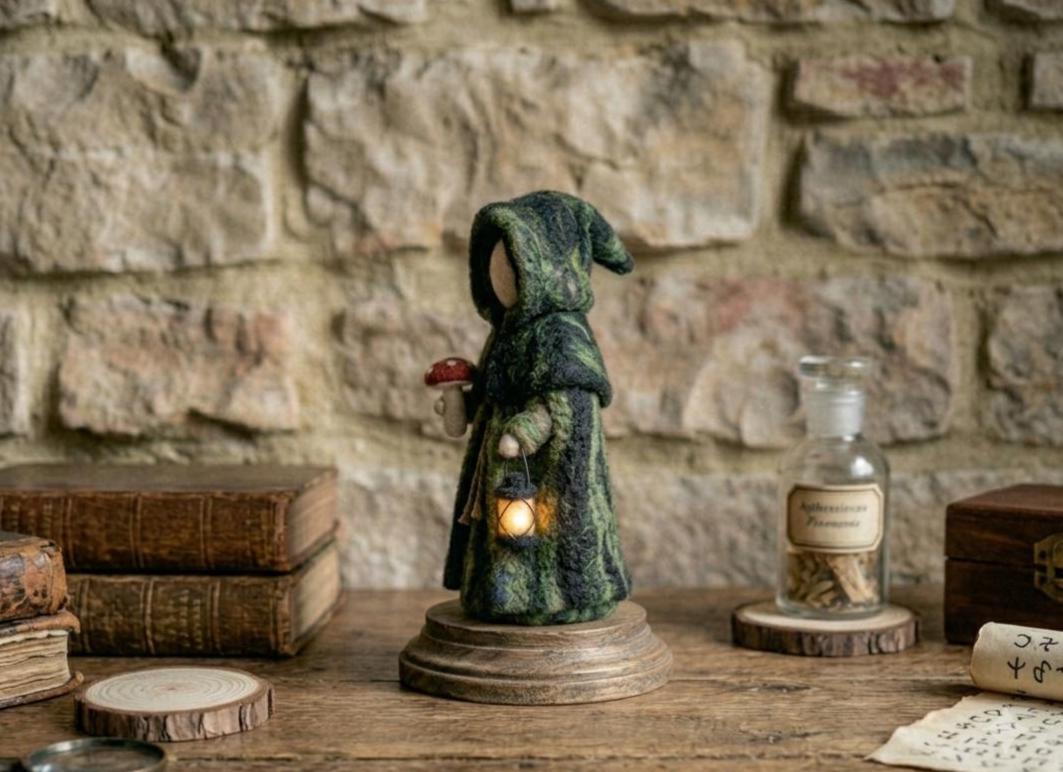 Witch Frame Face Less Needle Felt Witch Figurine, Faceless Forest Witch Doll, Dark ...