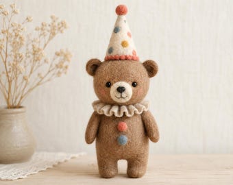 Estatueta de animal em feltro agulhado, coelho, raposa, rato e urso em feltro escandinavo, decoração lúdica para prateleira de quarto de bebê, presente feito à mão