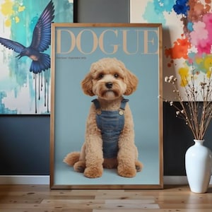Retrato de um Cavapoo, Dogue, Capa de Revista de Moda, Arte Digital