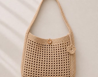 Crochet Beach Bag Pattern PDF, Crochet Shoulder Bag Pattern, Boho Crochet Tote Bag, Summer Purse Pattern