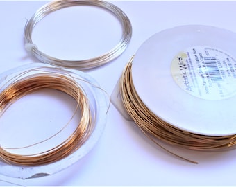 Artistic Wire, beading wire, jewelry wire, 22 ga and 24 ga, silver color and gold color, destash wire