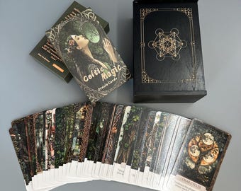Cartes magiques celtiques Oracle avec boîte en bois, jeu de divination mystique, cadeau de tarot de sorcellerie pour une orientation spirituelle et des rituels