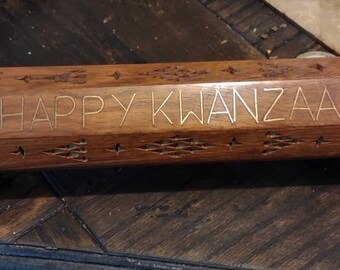 Wood Kwanzaa incense burner with storage