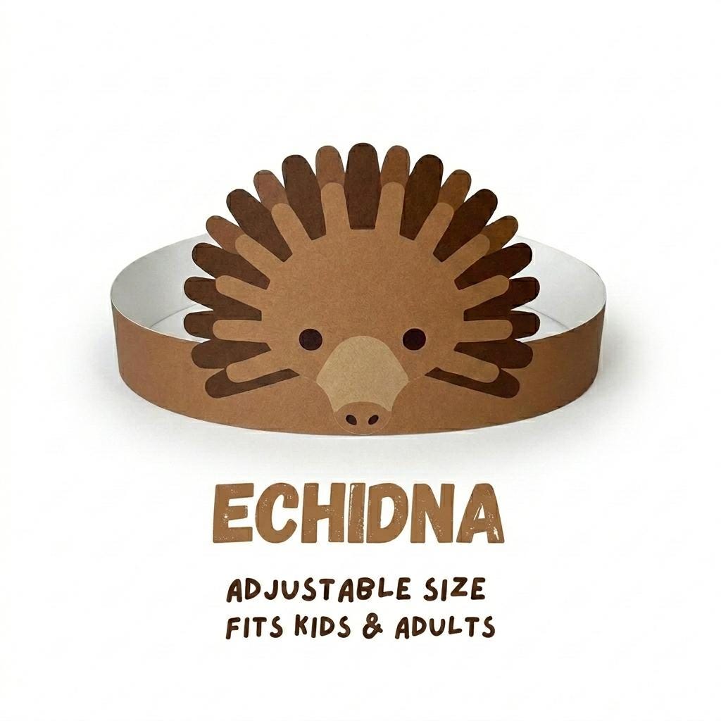 Printable Echidna Paper Crown, Australian Animal Hat, Kids Party Craft ...