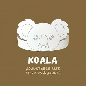 Manualidad imprimible de corona de koala en papel, actividad para fiestas infantiles, sombrero de animal australiano (descarga digital)