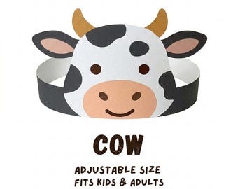 Afdrukbare papieren koeienkroon, hoed boerderijdieren, boerenerffeest (digitale pdf)